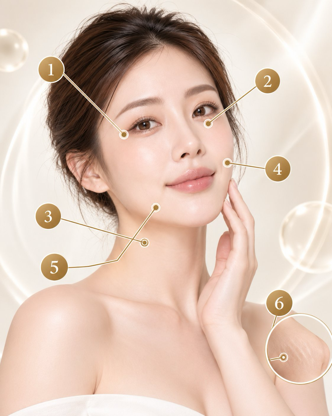 JUVELOOK® 喬雅露 適用療程部位：細紋、淚溝、頸部皺紋、嫩膚、暗瘡印、妊娠紋/橙皮紋