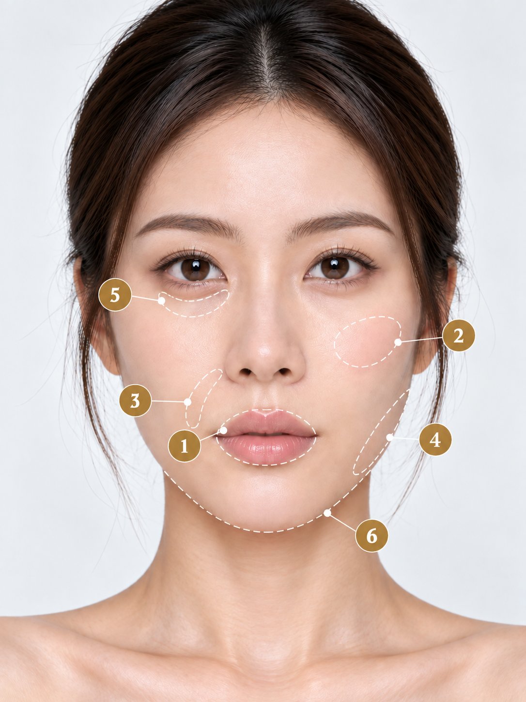 Restylane 面部常見施打部位
